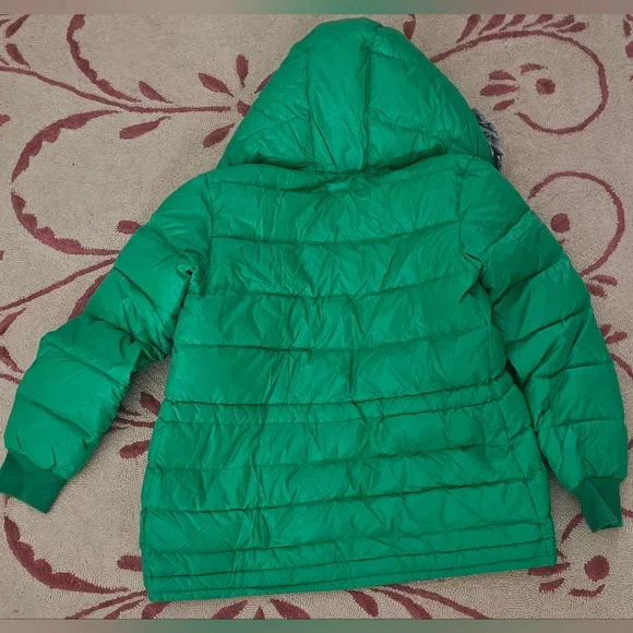 Hannah Anderdon Green Hooded Puffer Jacket Size 160 - Picture 7 of 8